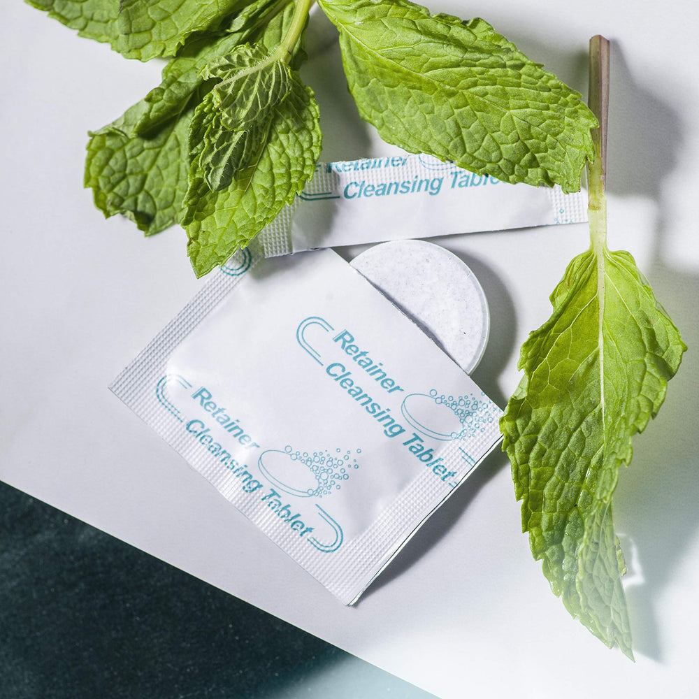 Close-up of denture cleaning tablets