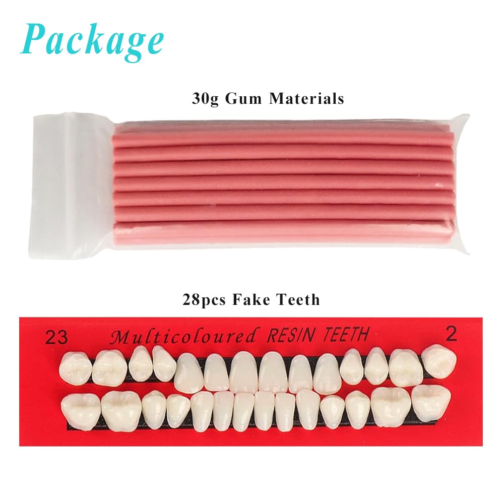 Step-by-step denture creation process with DIY kit