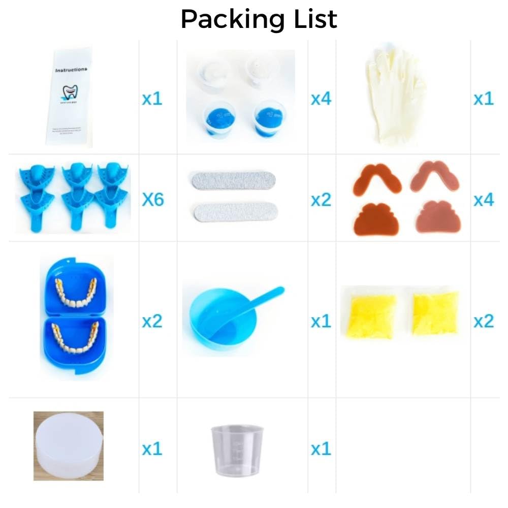DIY denture kit for temporary replacement or teeth modeling