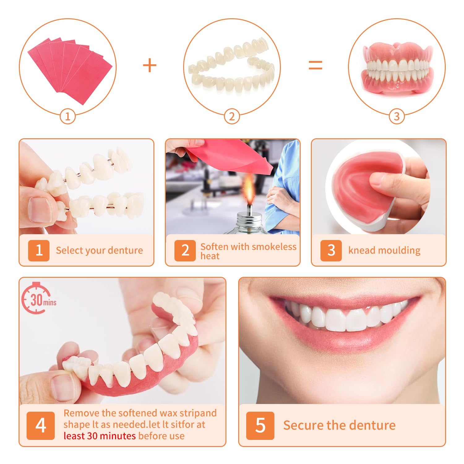 Close-up of resin dentures being formed