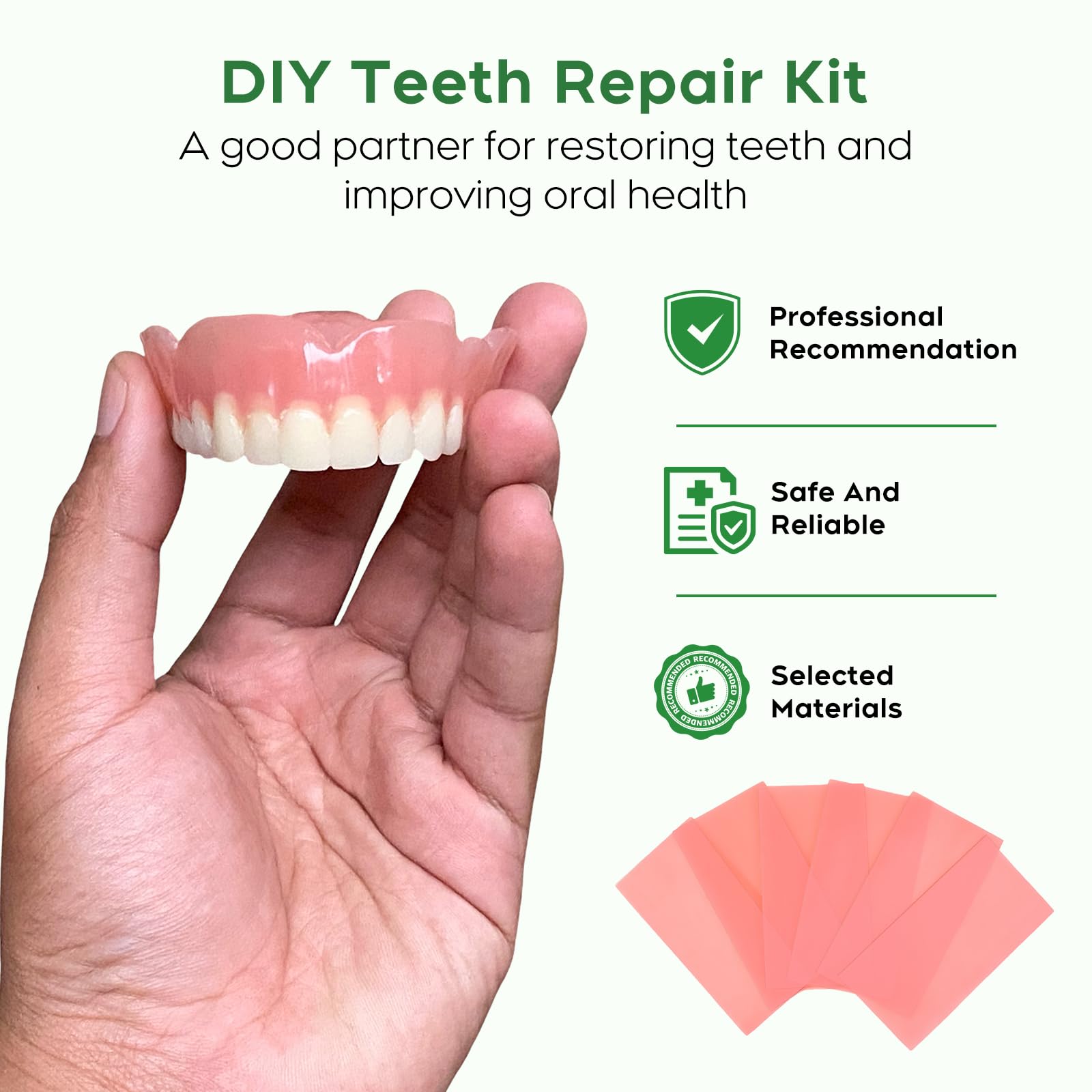 Natural looking dentures created with the DIY kit