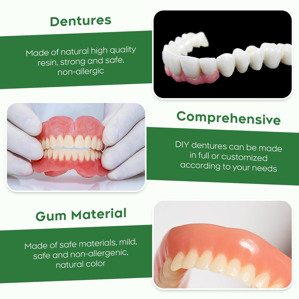 Safe gum-safe resin materials used in the DIY denture kit