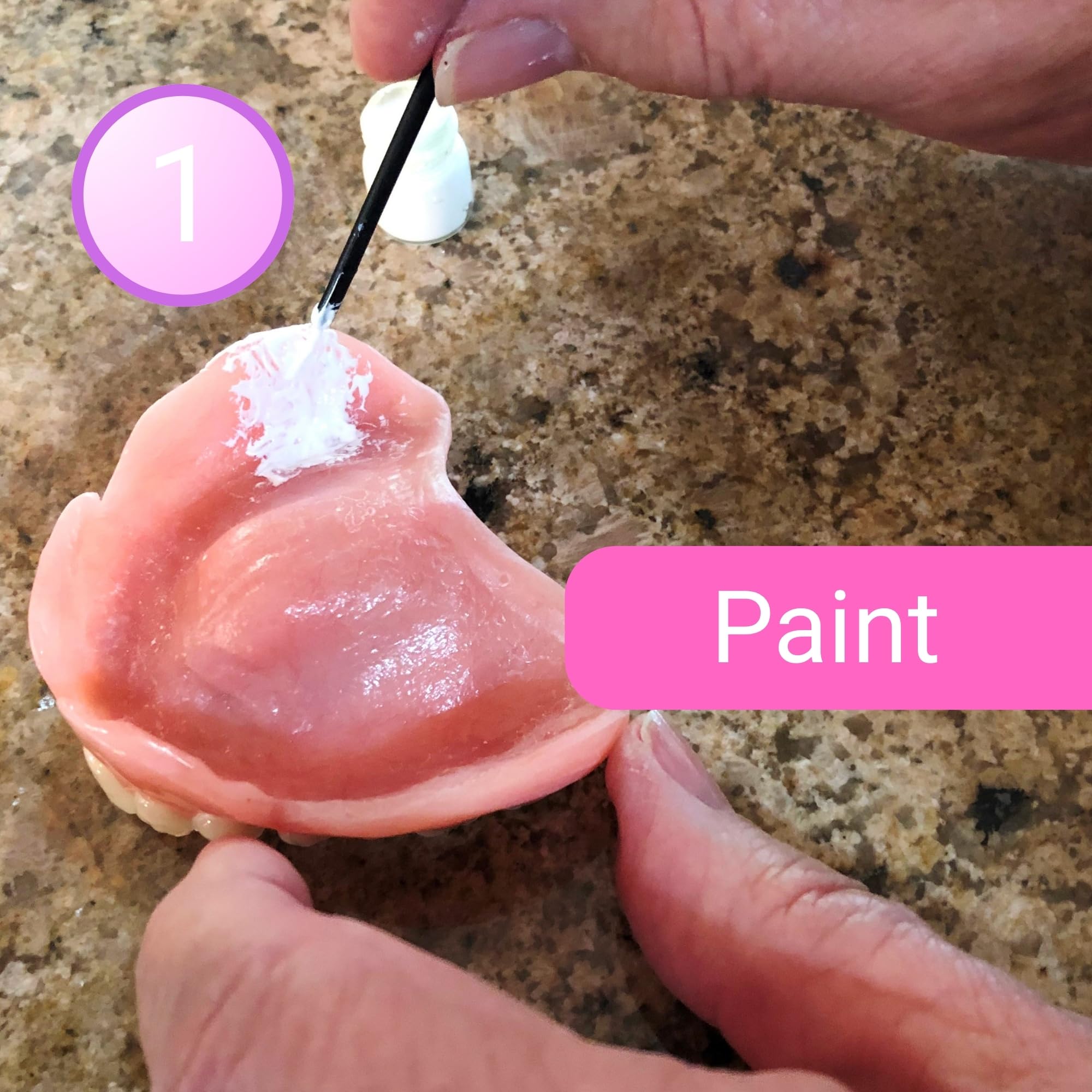 Step-by-step usage guide for locating sore spots in dentures