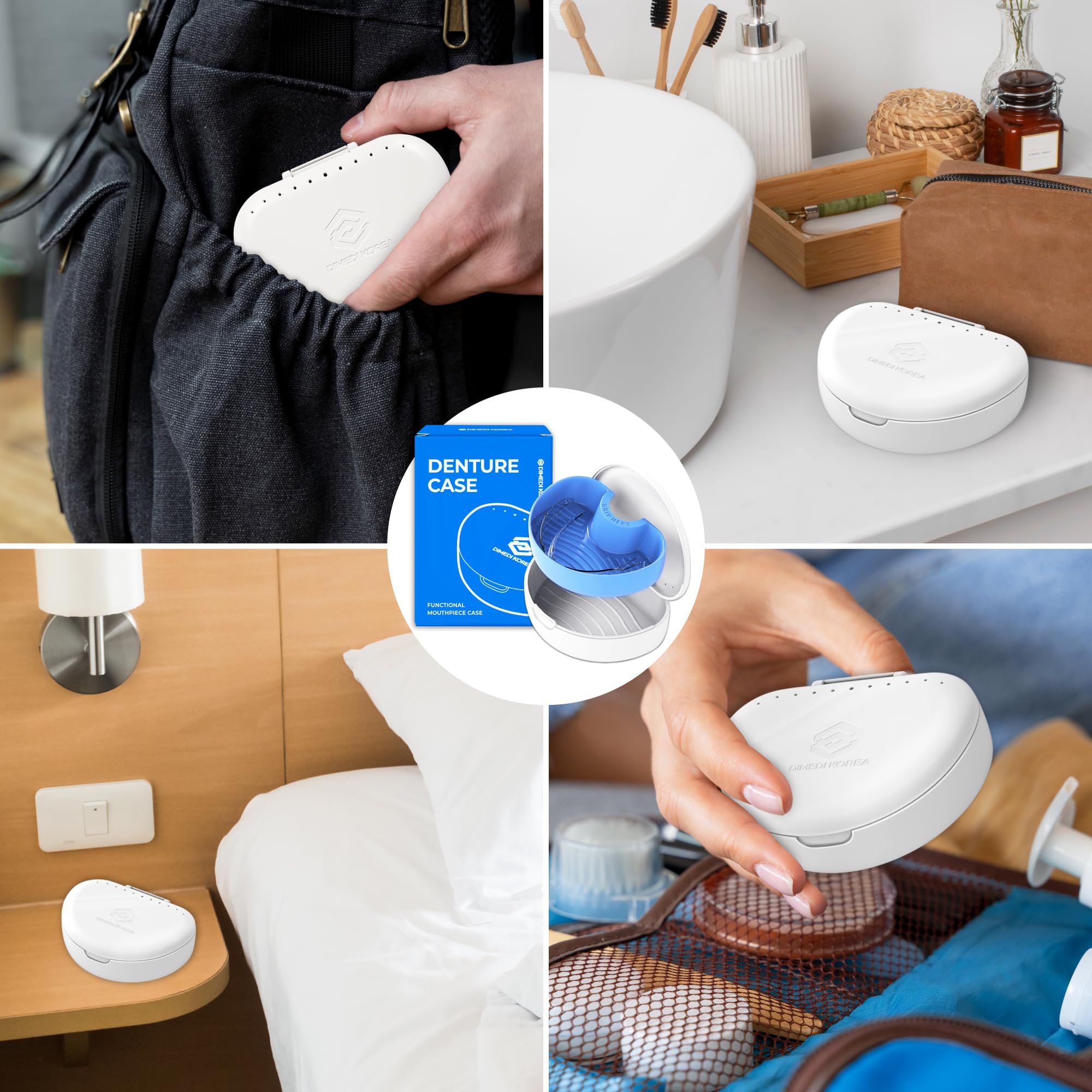 Portable dental cup sized 3.8 x 2.7 x 1.2 inches for braces and retainers