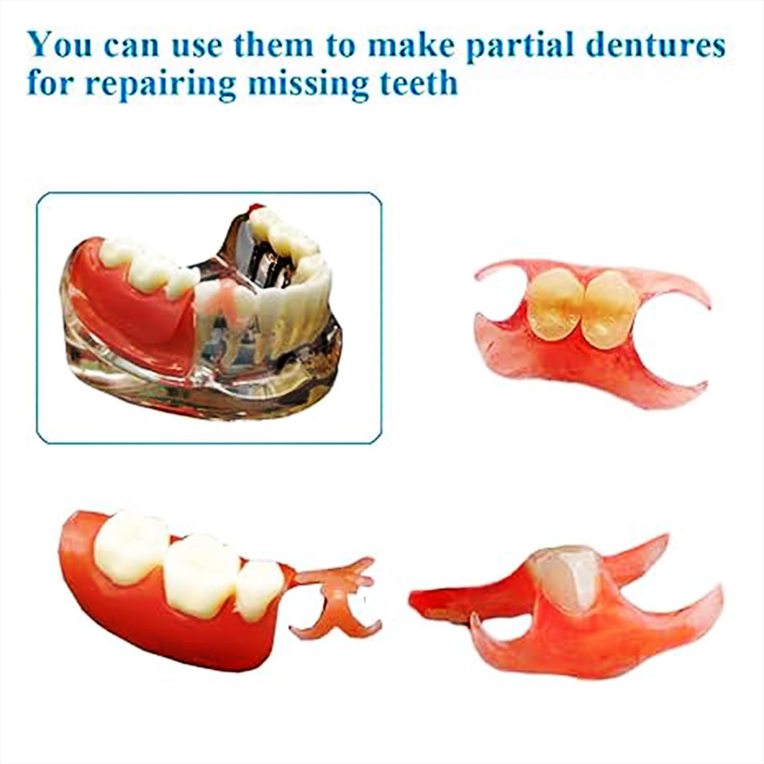 All kit components organized for denture practice.