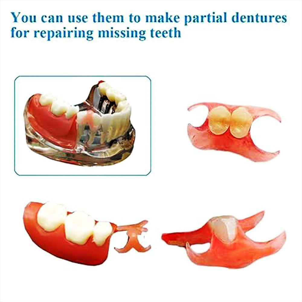 All kit components organized for denture practice.