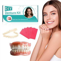 Front view of Dentures DIY Kit with customizable teeth