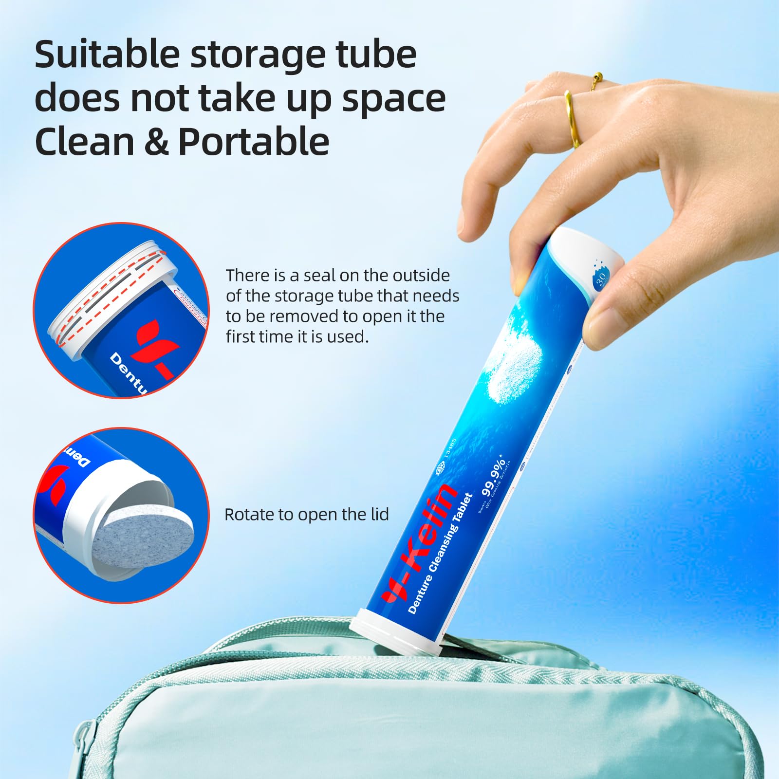 Dentures, night guards, retainers and dental appliances being cleaned with tablets