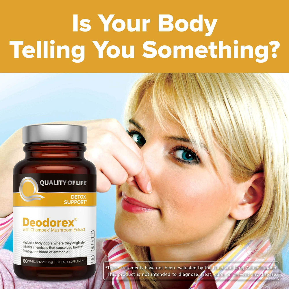 Quality of Life Deodorex product branding with clean design