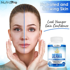 Graphic highlighting hydrated, glowing skin and reduced wrinkles