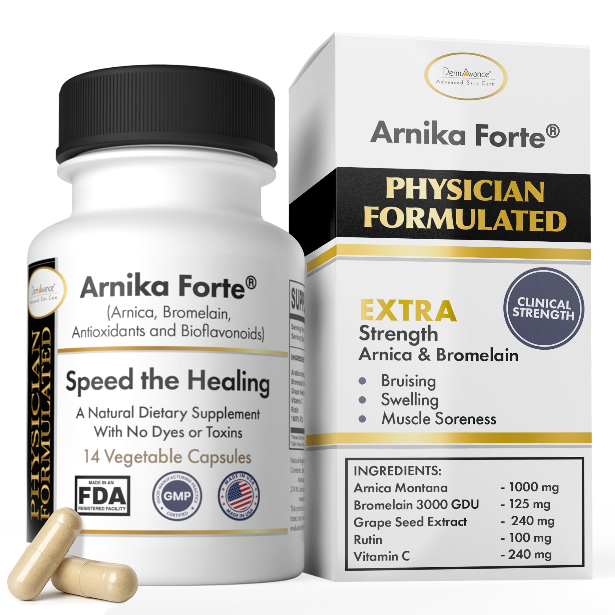 DermAvance Arnika Forte Capsules bottle front view