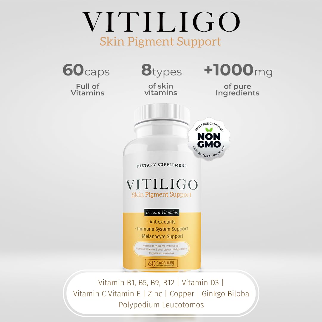 Dermawonder Vitiligo Capsules with vitamins in background
