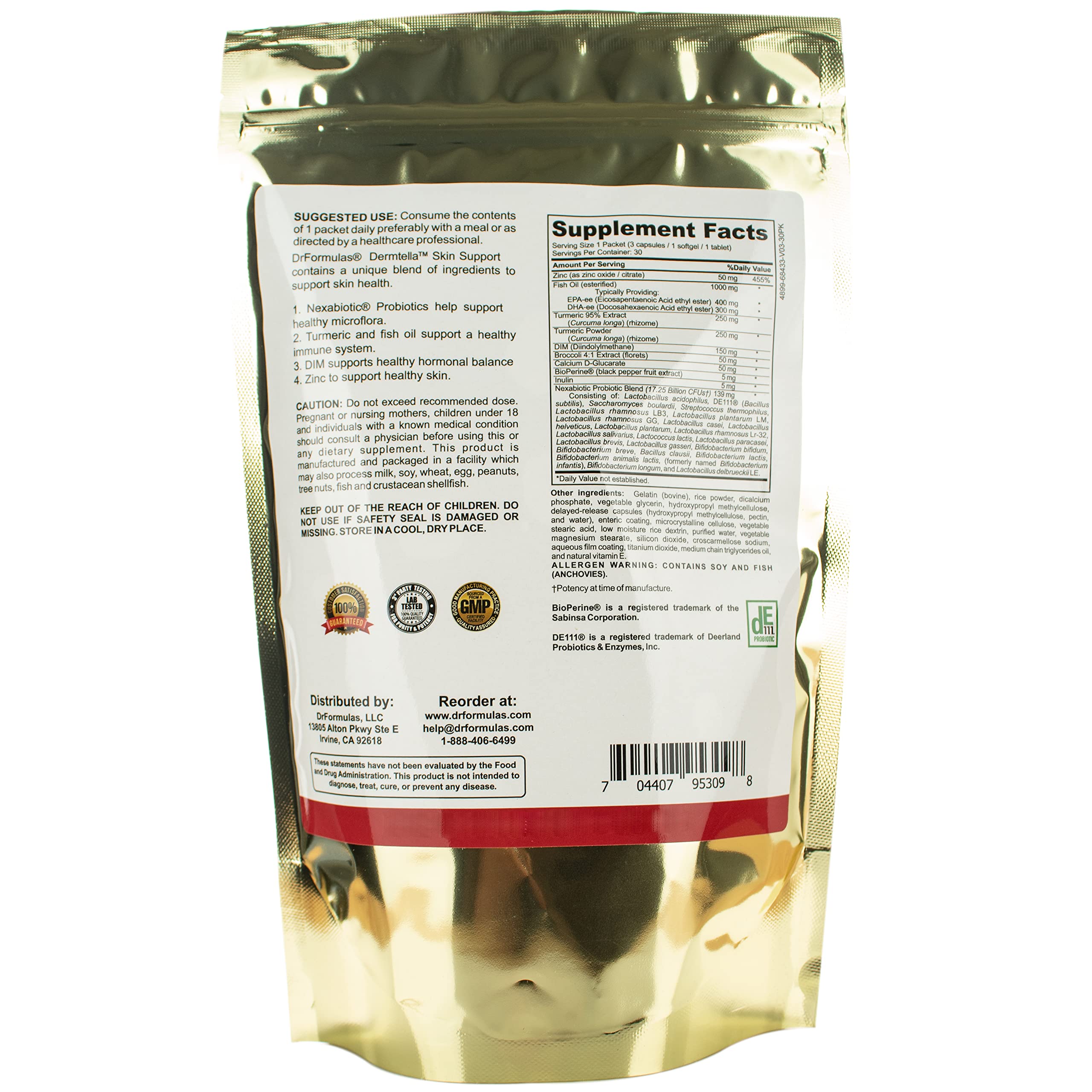 Dermtella Clear Skin Pack with Turmeric, Zinc and DIM