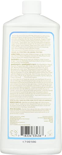 Mouthwash bottle highlighting alcohol-free and sugar-free formula