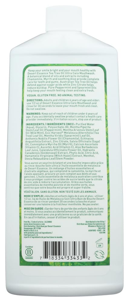 Bottle showing mint flavor and zinc citrate on label