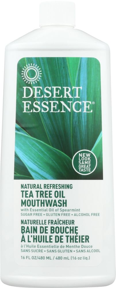 Desert Essence Tea Tree Mouthwash Spearmint 16 oz Bottle - Pack of 3 - image 1