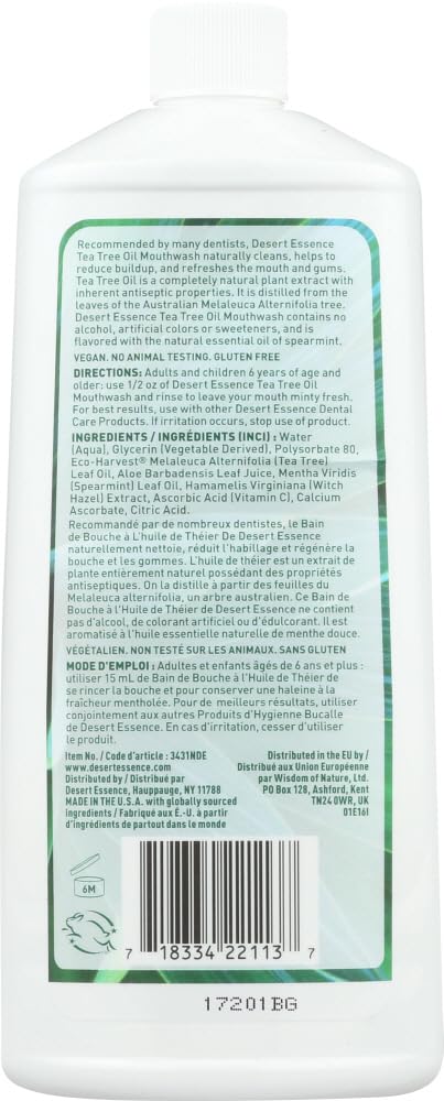 Desert Essence Tea Tree Mouthwash Spearmint 16 oz Bottle - Pack of 3 - image 3