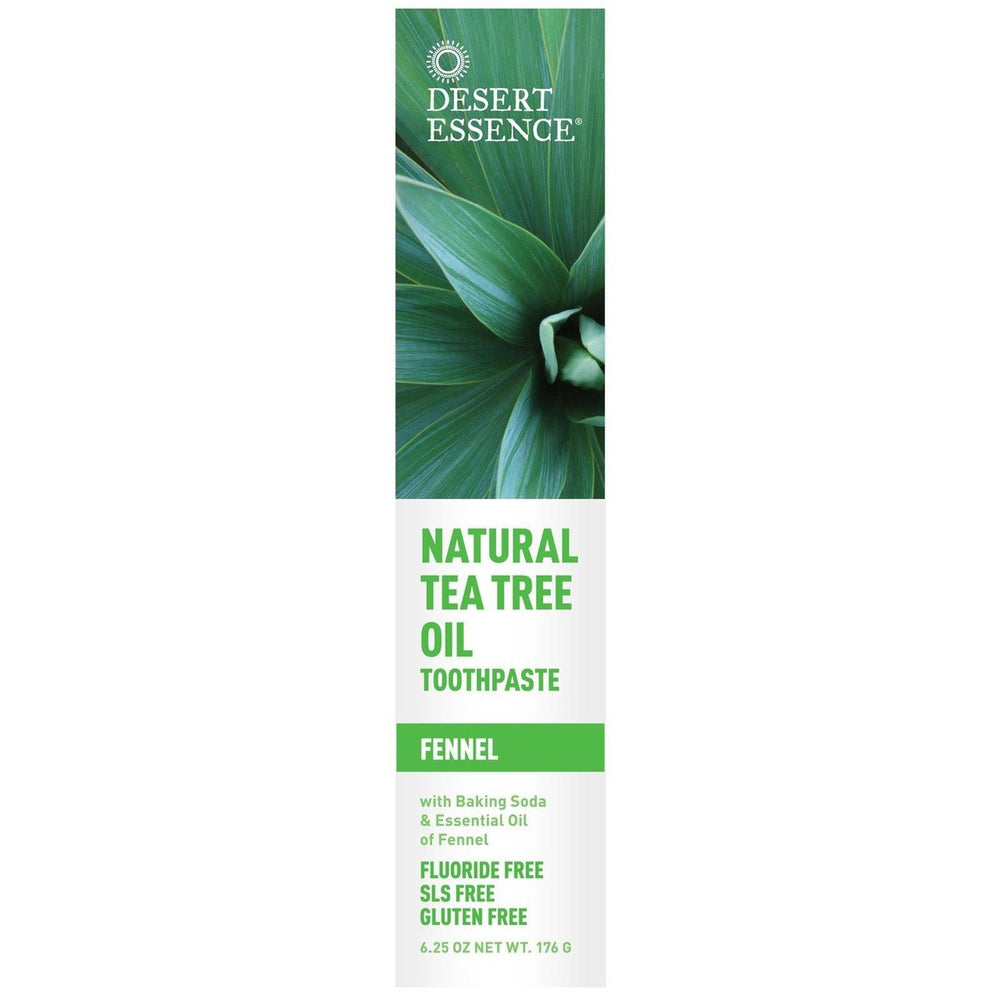 Desert Essence Tea Tree Oil Toothpaste with Fennel – 6.4 oz (Pack of 4)