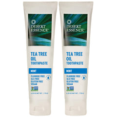 Desert Essence Tea Tree Oil Toothpaste Mint 6.25 oz Pack of 2 packaging