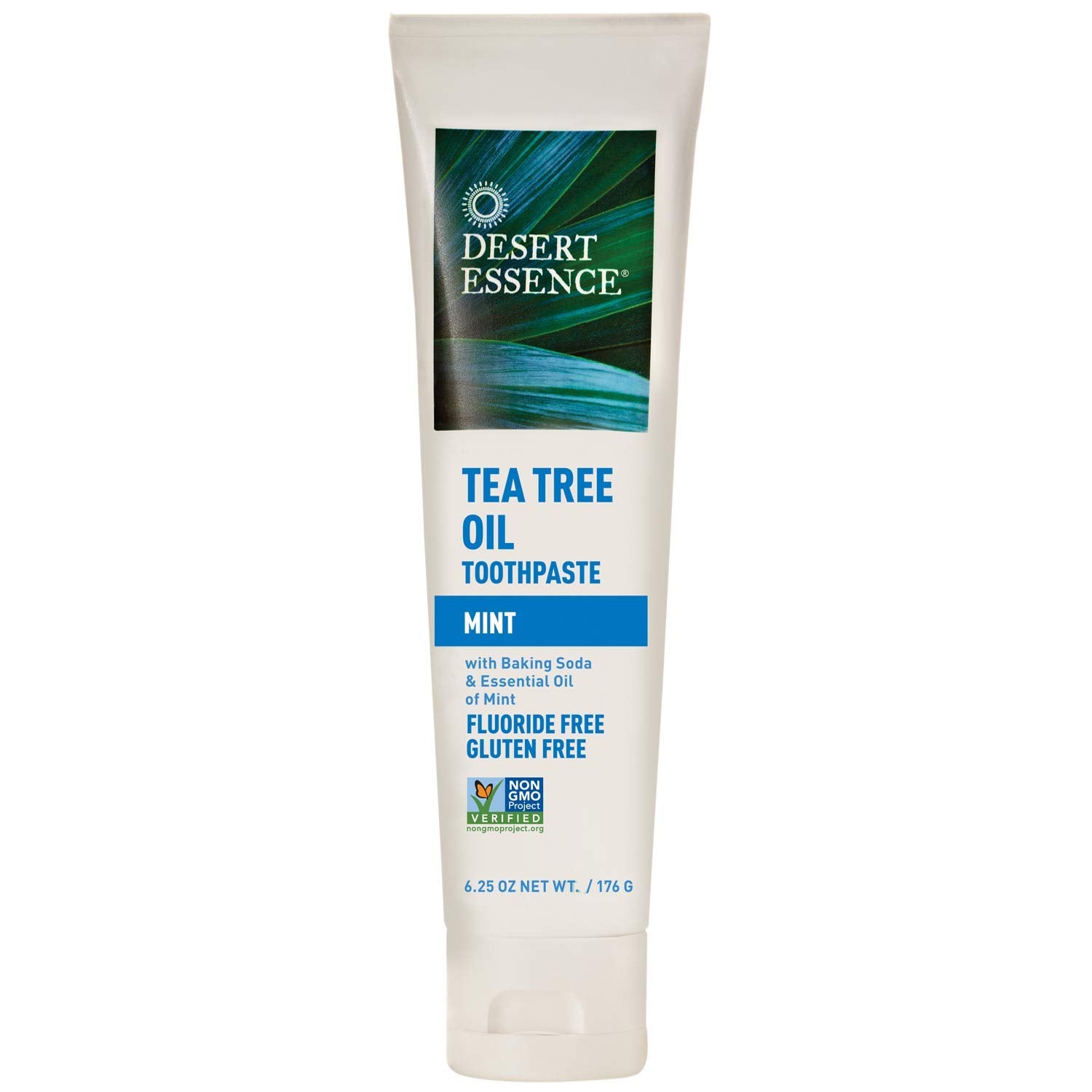 Desert Essence Tea Tree Oil Toothpaste Mint packaging, 6.25 oz