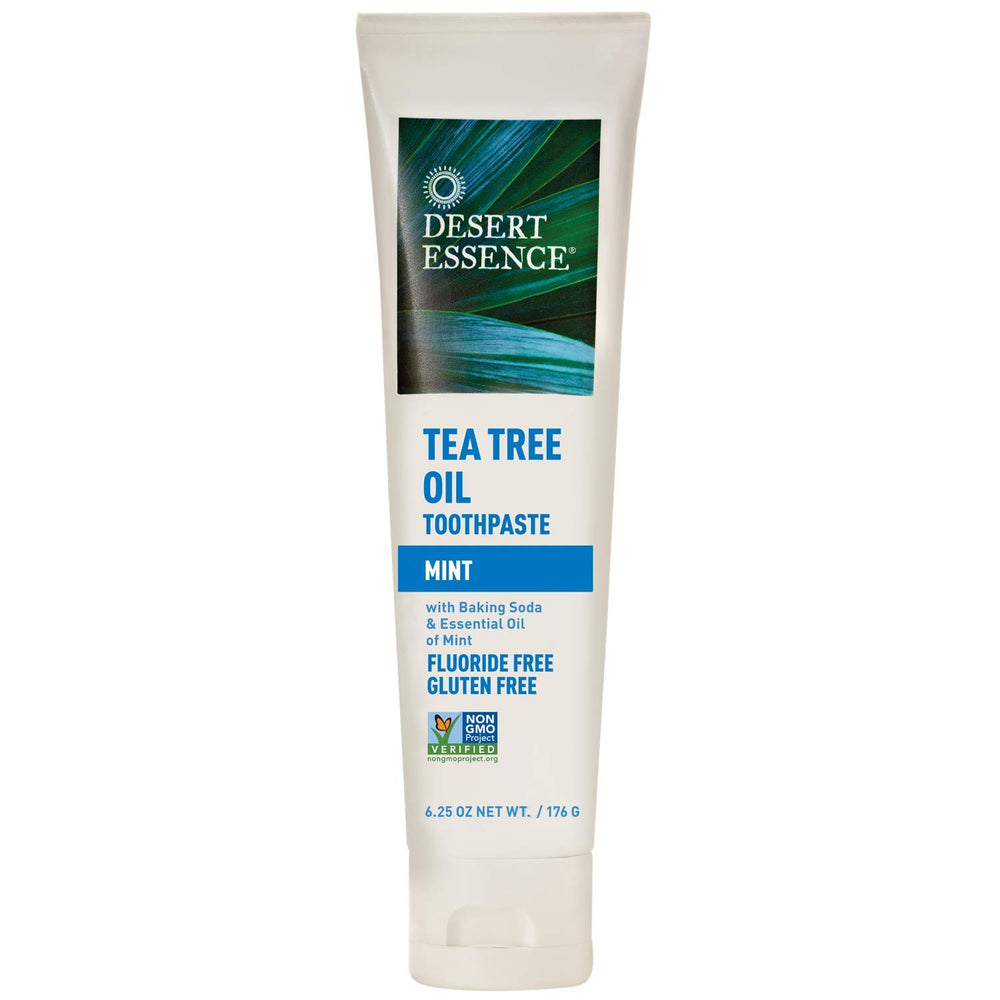Desert Essence Tea Tree Oil Toothpaste Mint packaging, 6.25 oz