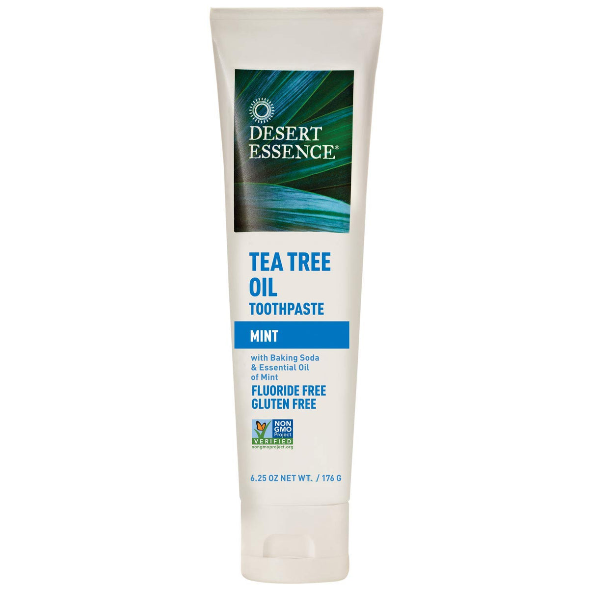 Desert Essence Tea Tree Oil Toothpaste Mint packaging, 6.25 oz