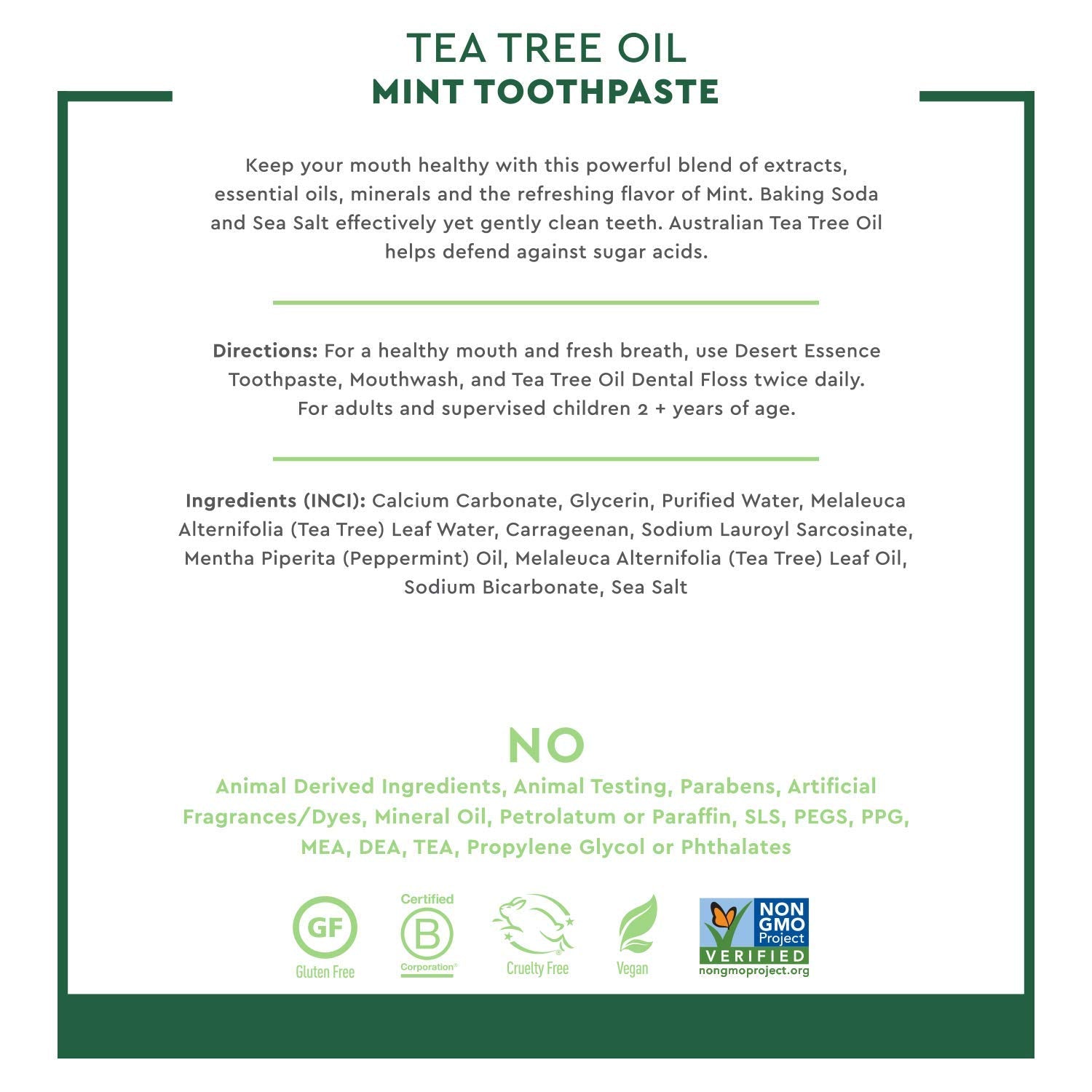 Ingredients include sea salt and baking soda with Tea Tree Oil