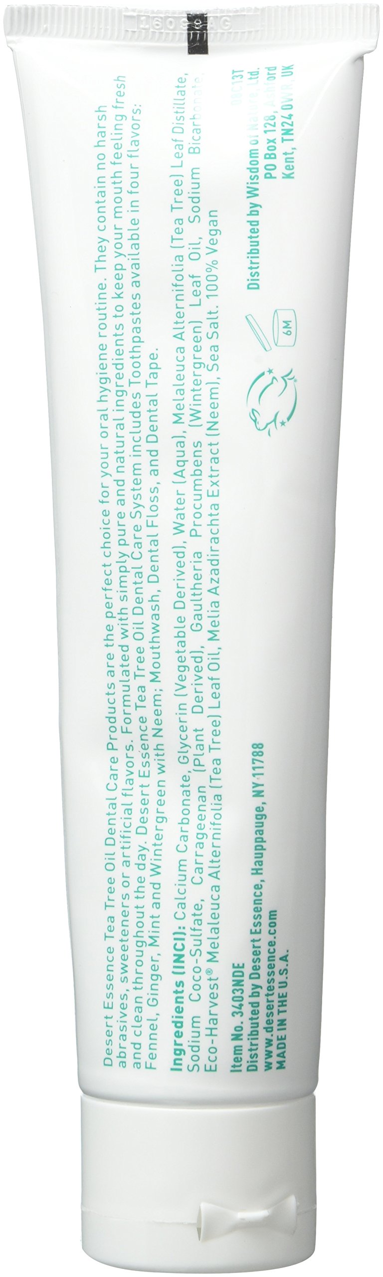 Packaging of Desert Essence Tea Tree Oil Wintergreen Toothpaste