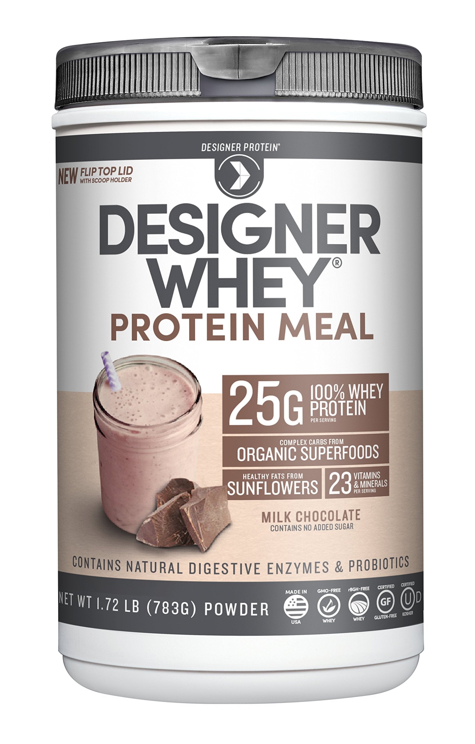 Designer Wellness eight grams prebiotic fiber and probiotics aiding digestion and gut comfort.
