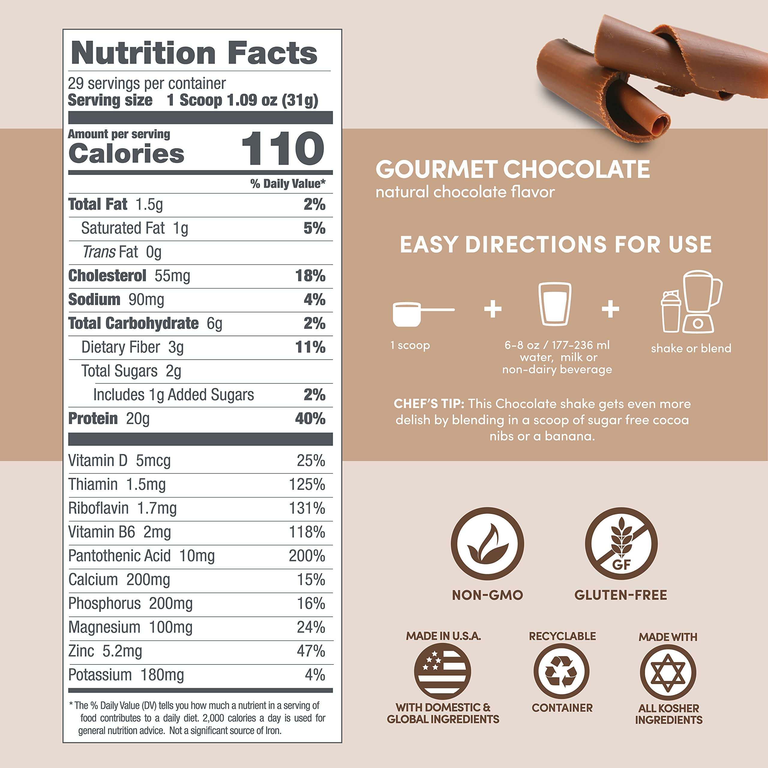 Nutrition facts highlighting calcium, vitamin D and minerals
