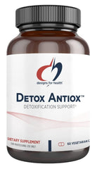 Designs for Health Detox Antiox bottle front highlighting antioxidant support