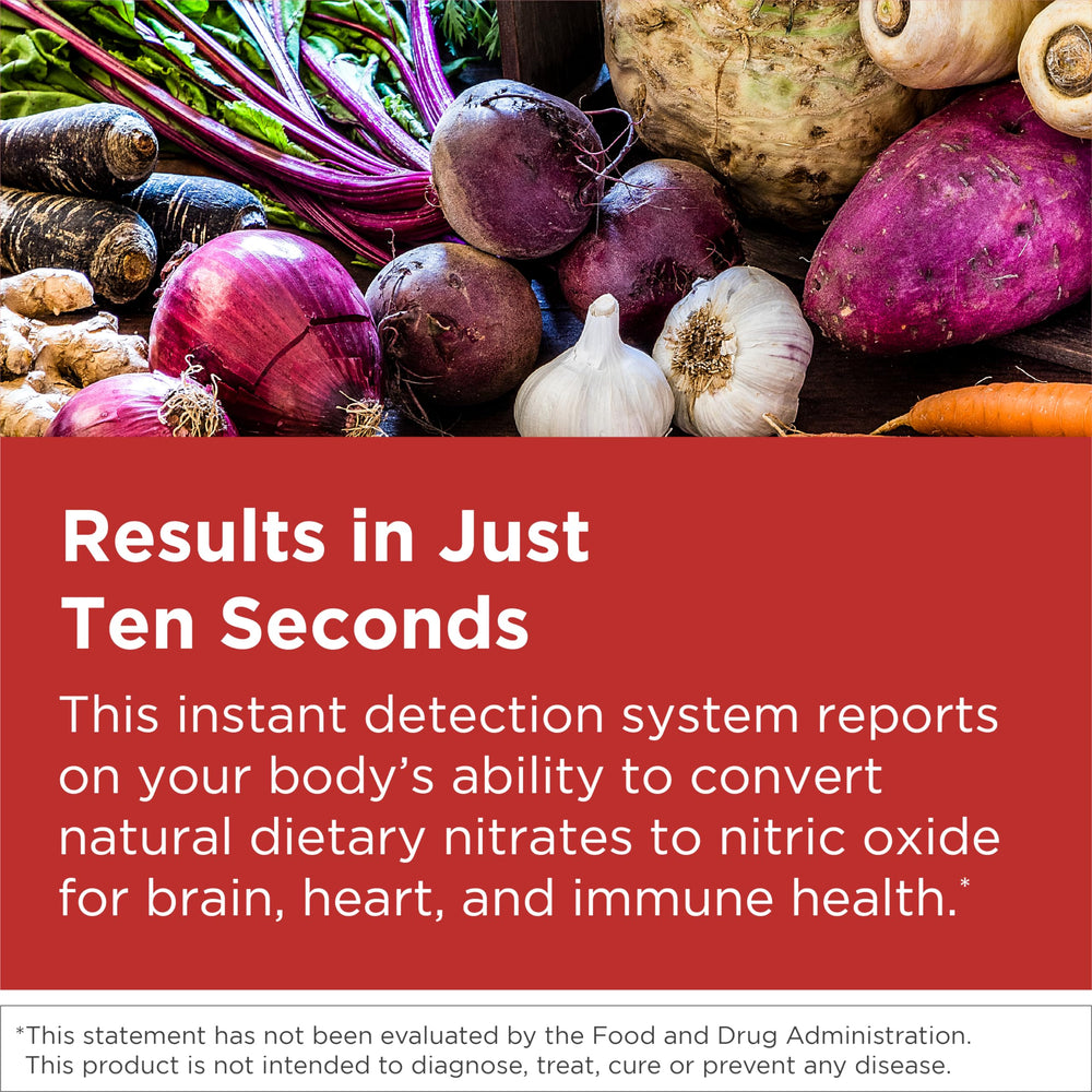 Designs for Health nitric oxide test strips saliva collection demonstrates simple at-home sampling.