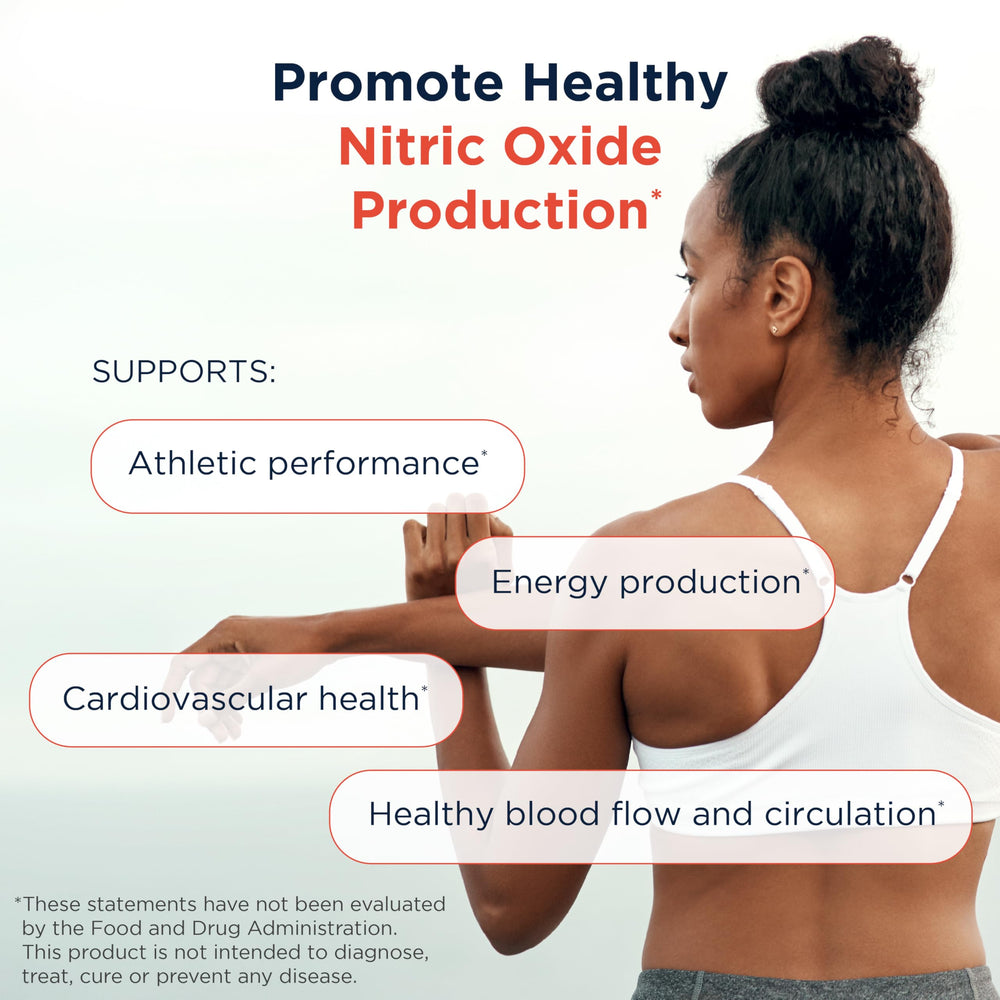NOx Synergy ingredients chart close-up highlighting L-Arginine and L-Citrulline benefits.