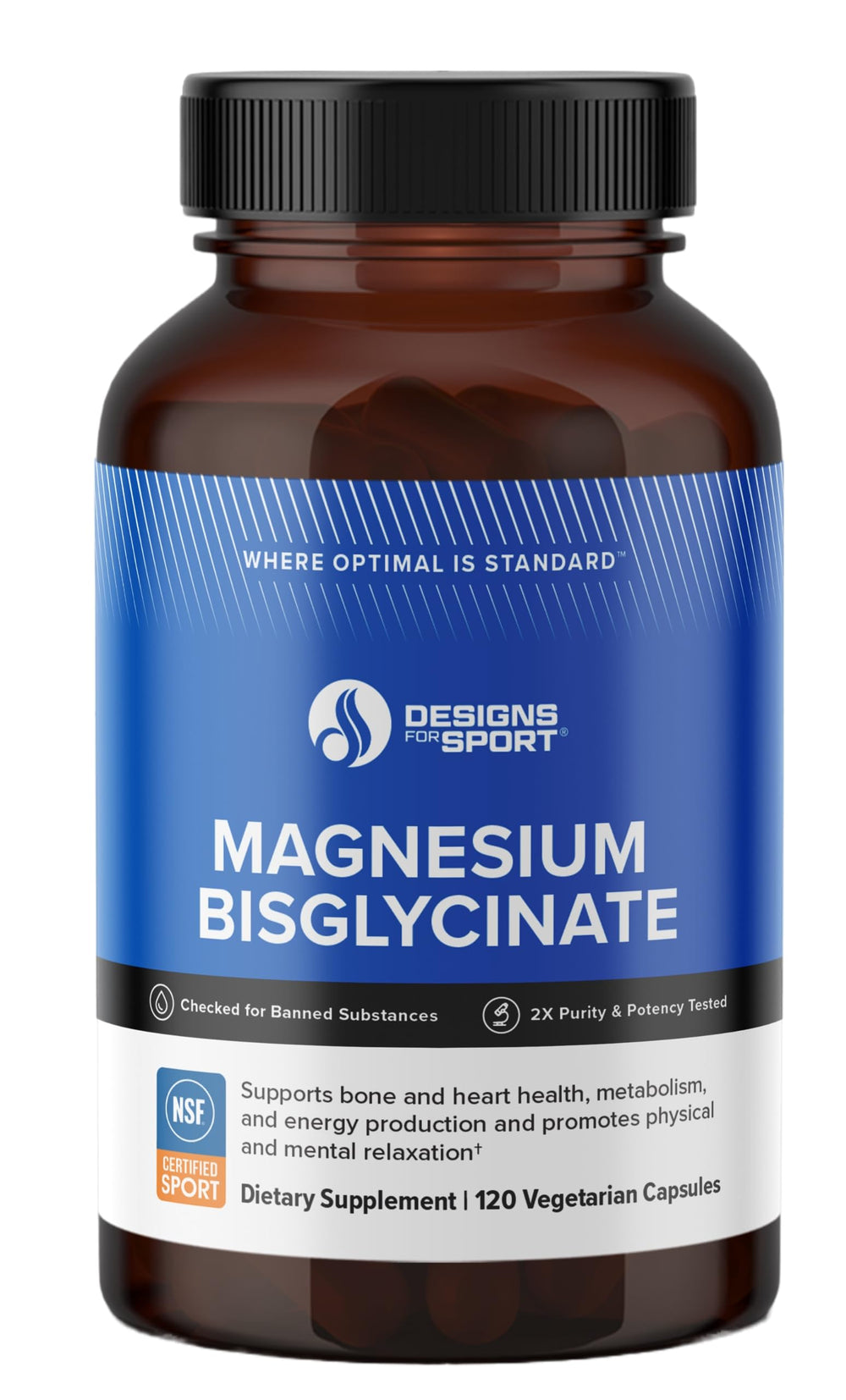 Bottle of Designs for Sport Magnesium Bisglycinate 120 capsules
