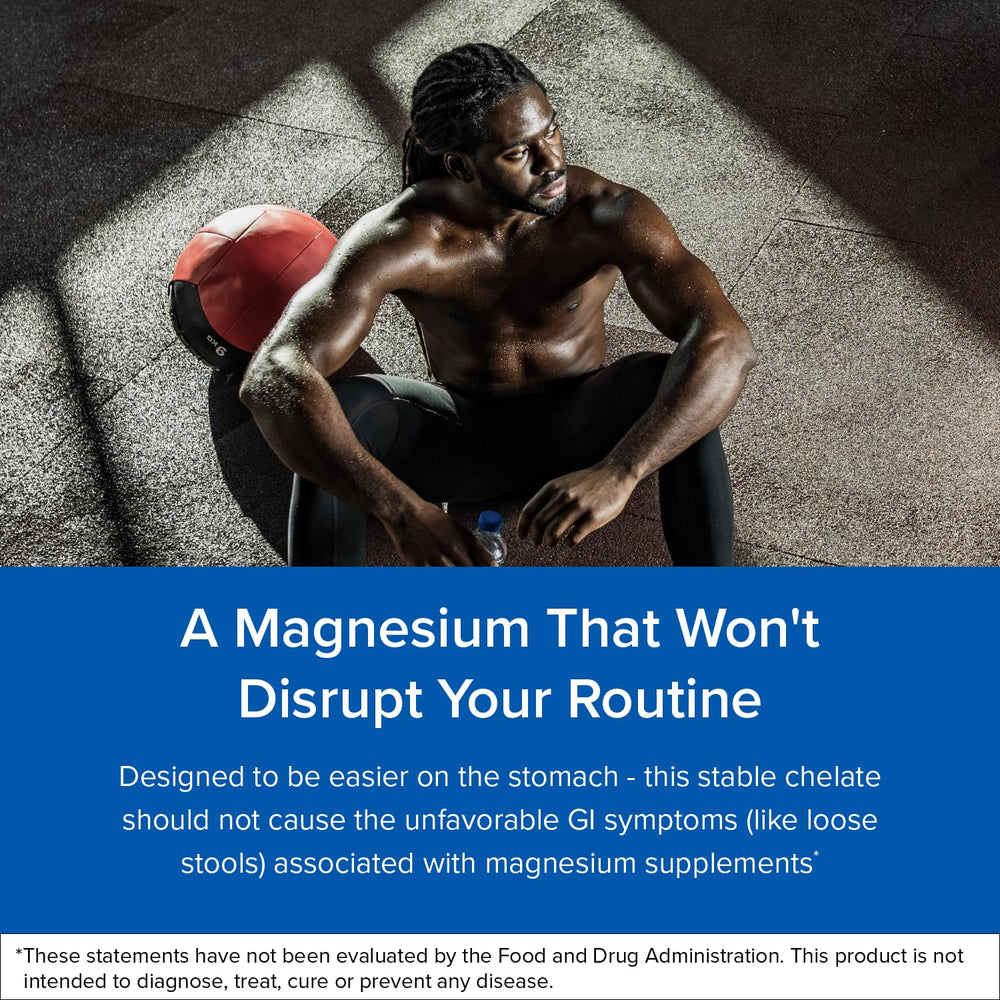Buffered magnesium bisglycinate capsules designed for easy stomach tolerance