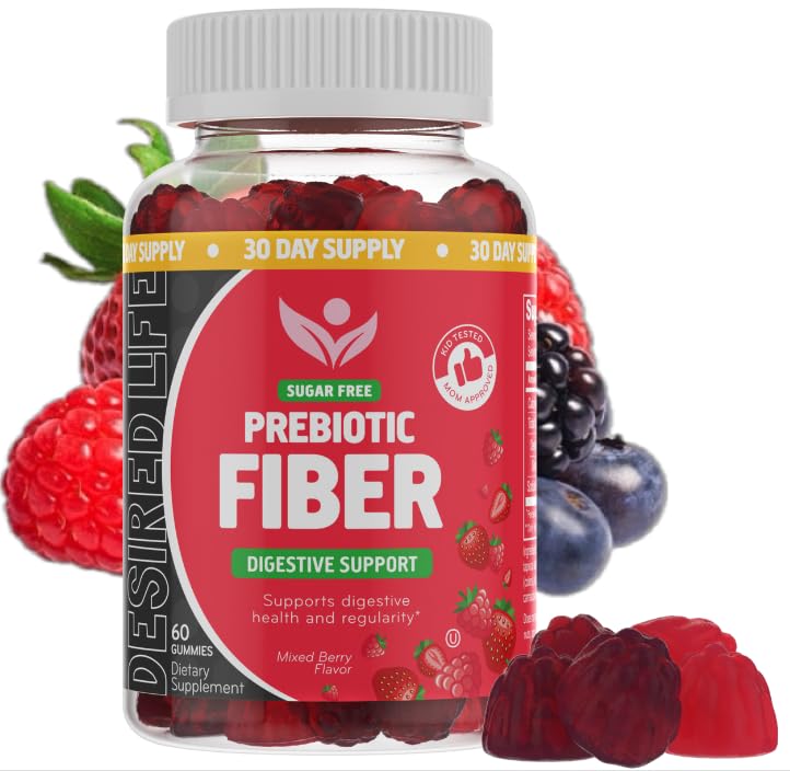 Front view of Desired Life Sugar Free Prebiotic Fiber Gummies Berry packaging