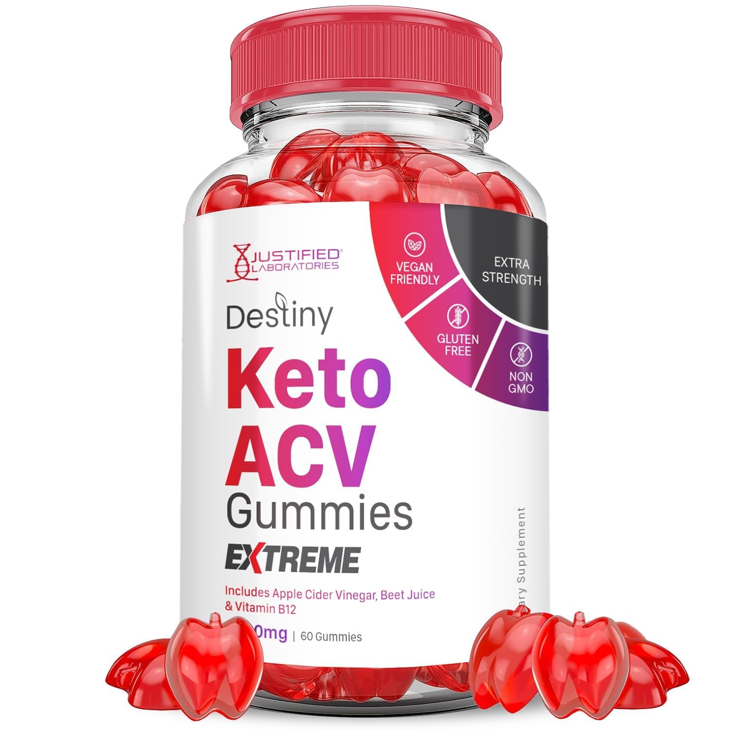 Justified Laboratories Destiny Keto ACV Gummies bottle