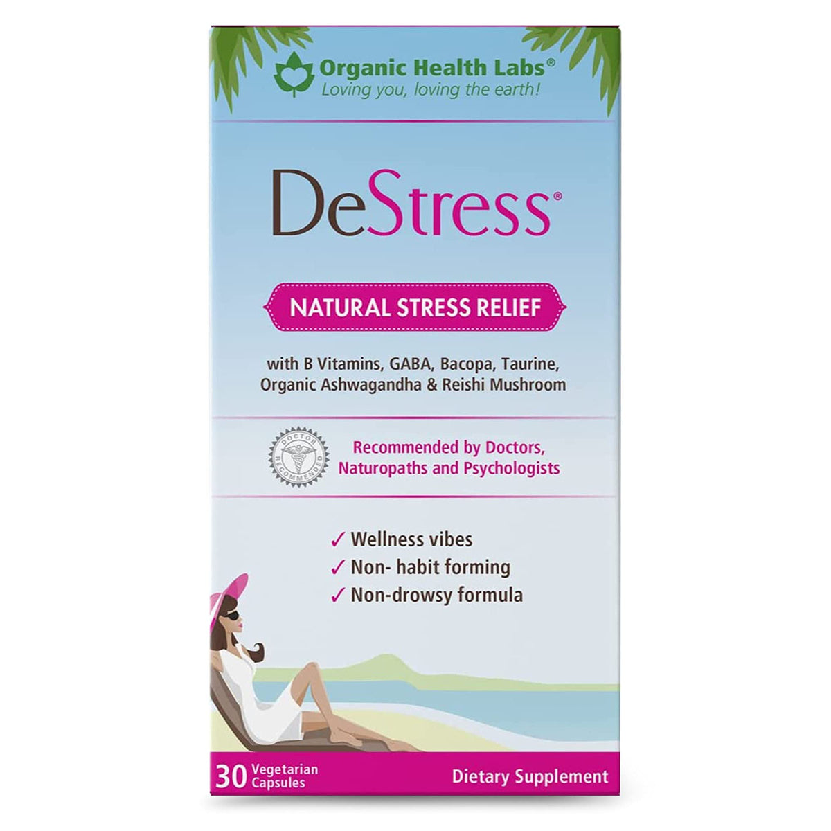 DeStress All-Natural Veggie Capsules bottle front