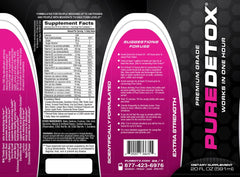 Close-up of Detox Pure Neometrx bottle showing Pomegranate flavor label