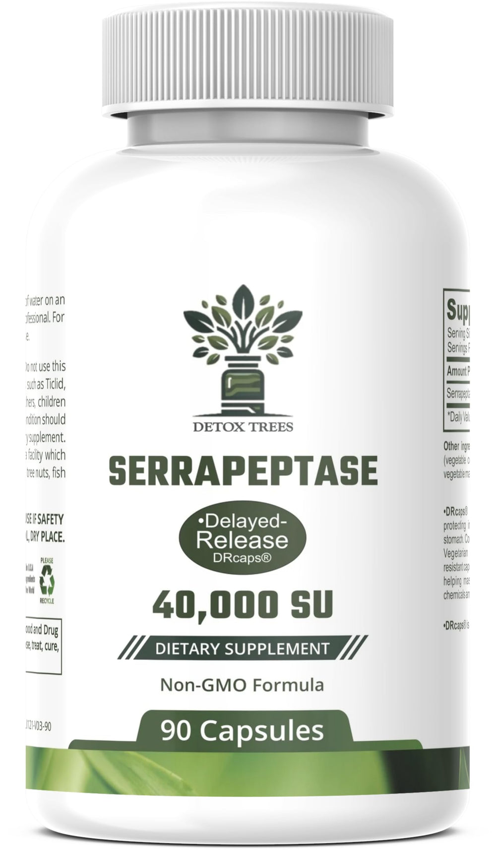 Bottle of Detox Trees Serrapeptase 40,000 SPU - 90 capsules