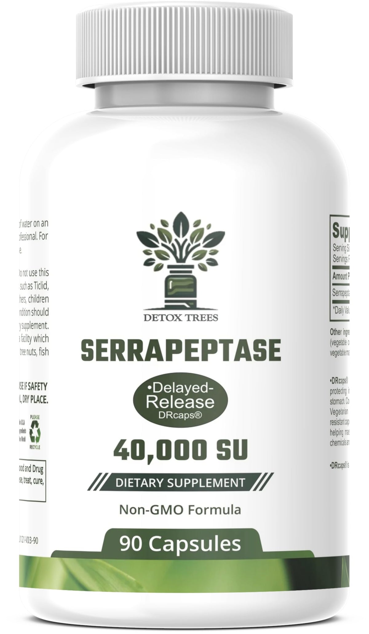 Bottle of Detox Trees Serrapeptase 40,000 SPU - 90 capsules