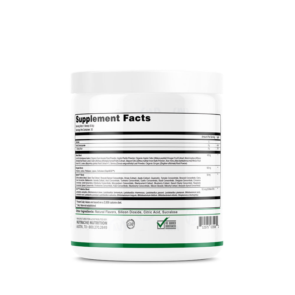 Close-up of DetoxOne powder being poured from a scoop