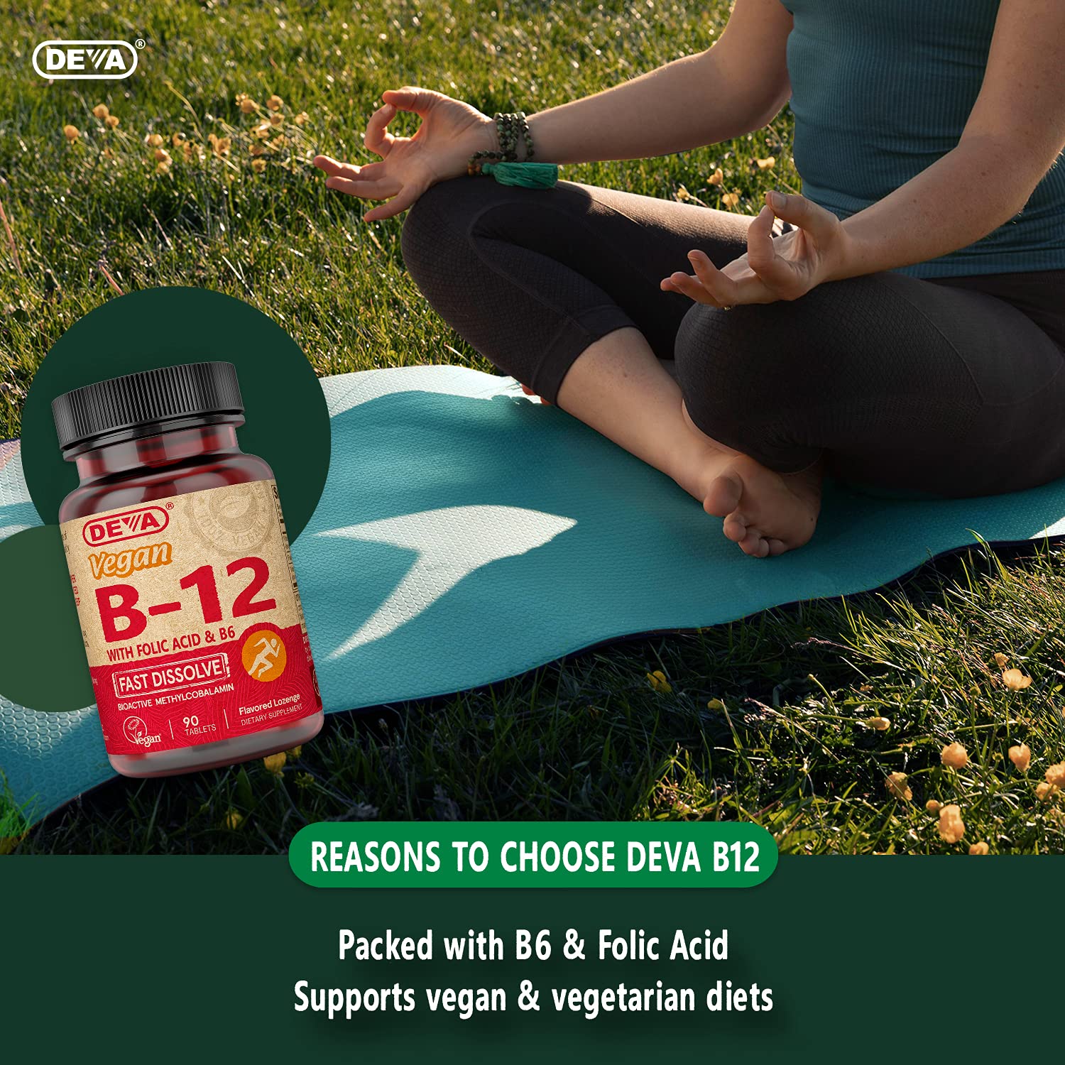 Two-pack packaging for DEVA B12 dissolvable tablets