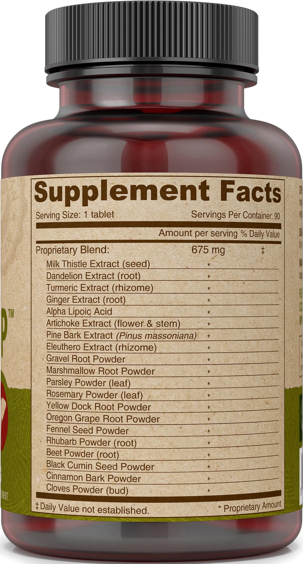 Back view of DEVA Nutrition Liver Support bottle with label details