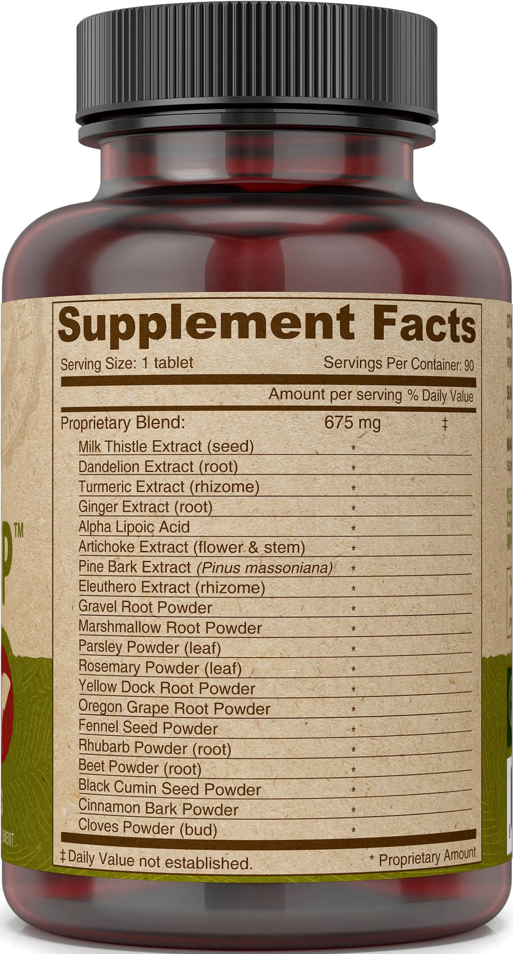 Back view of DEVA Nutrition Liver Support bottle with label details