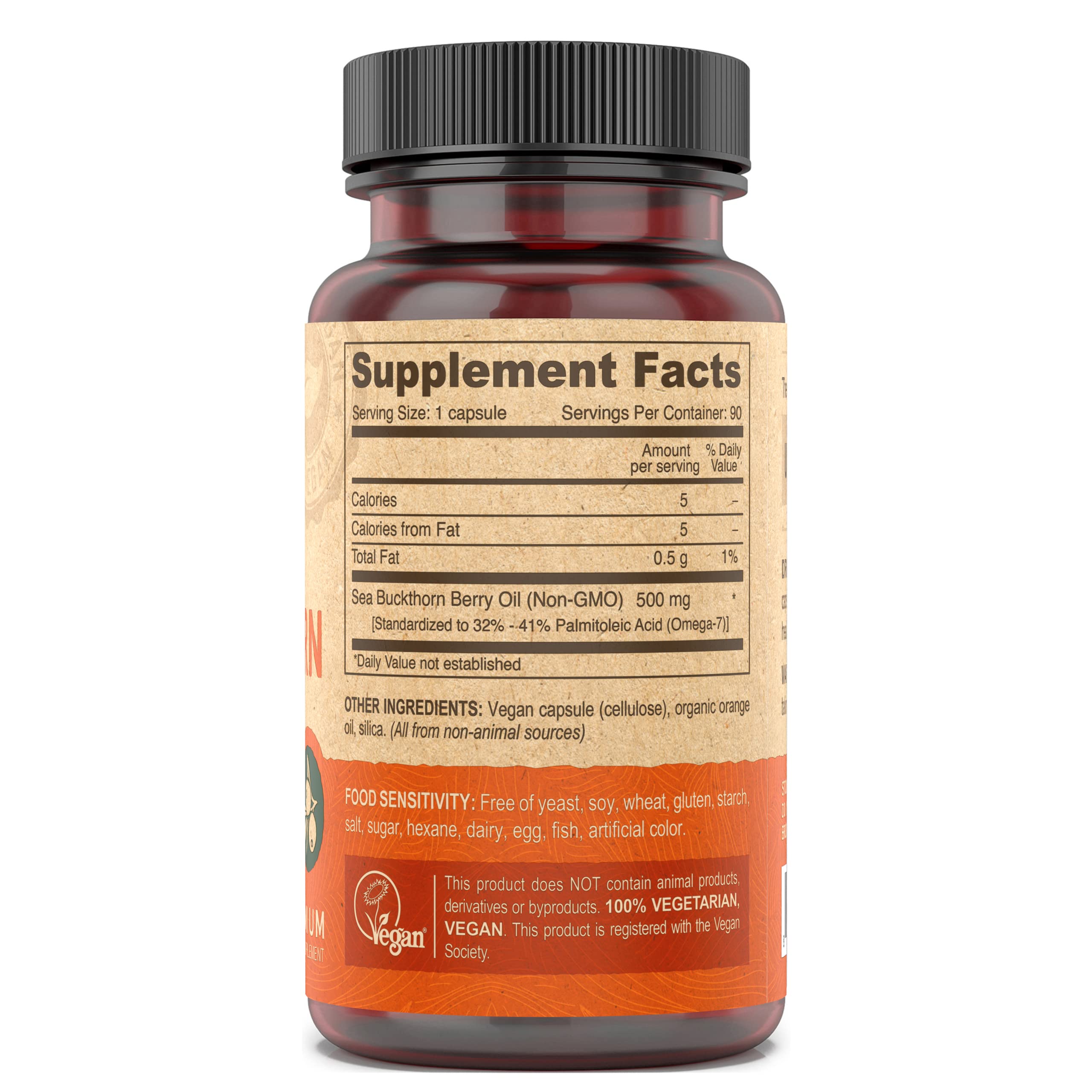 Cold-pressed and unrefined Sea Buckthorn Berry Oil bottle