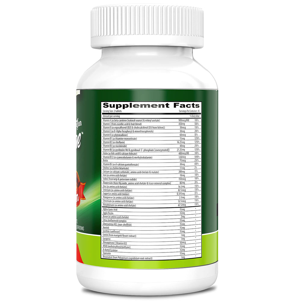 Close-up of high-potency vitamins and minerals on the label