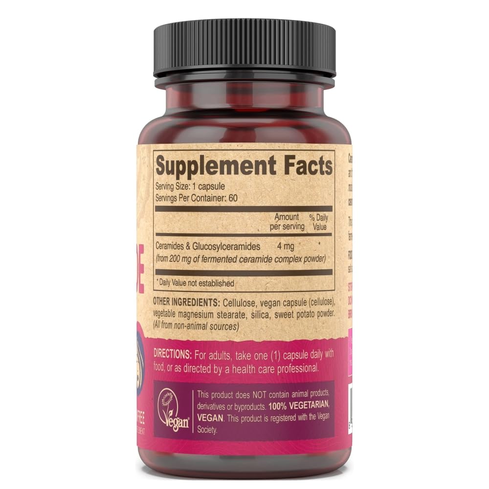 Fermented plant-based ceramides and glucosylceramides ingredients