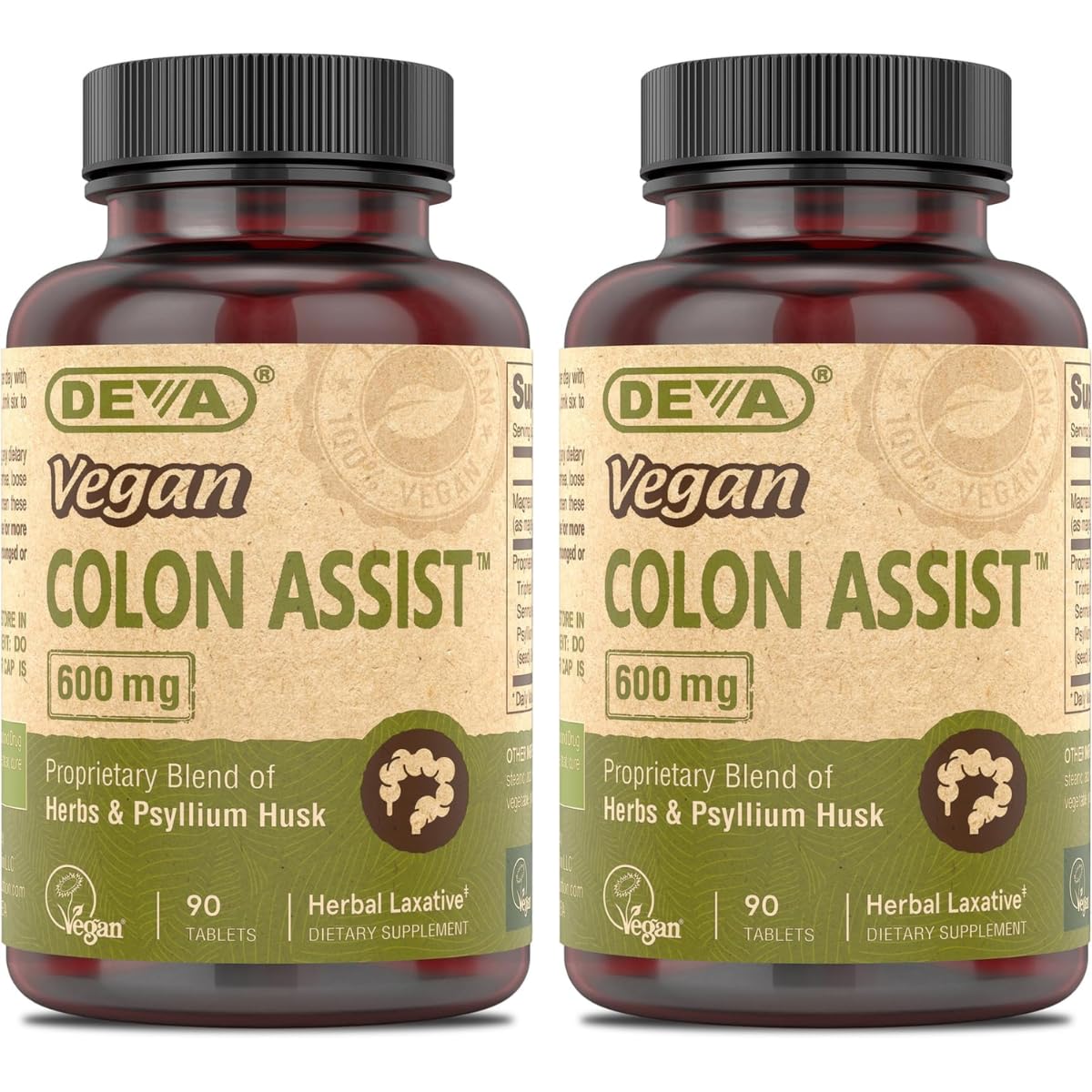 DEVA Vegan Colon Assist 90 Tabs Pack of 2 – Bottle 1 label