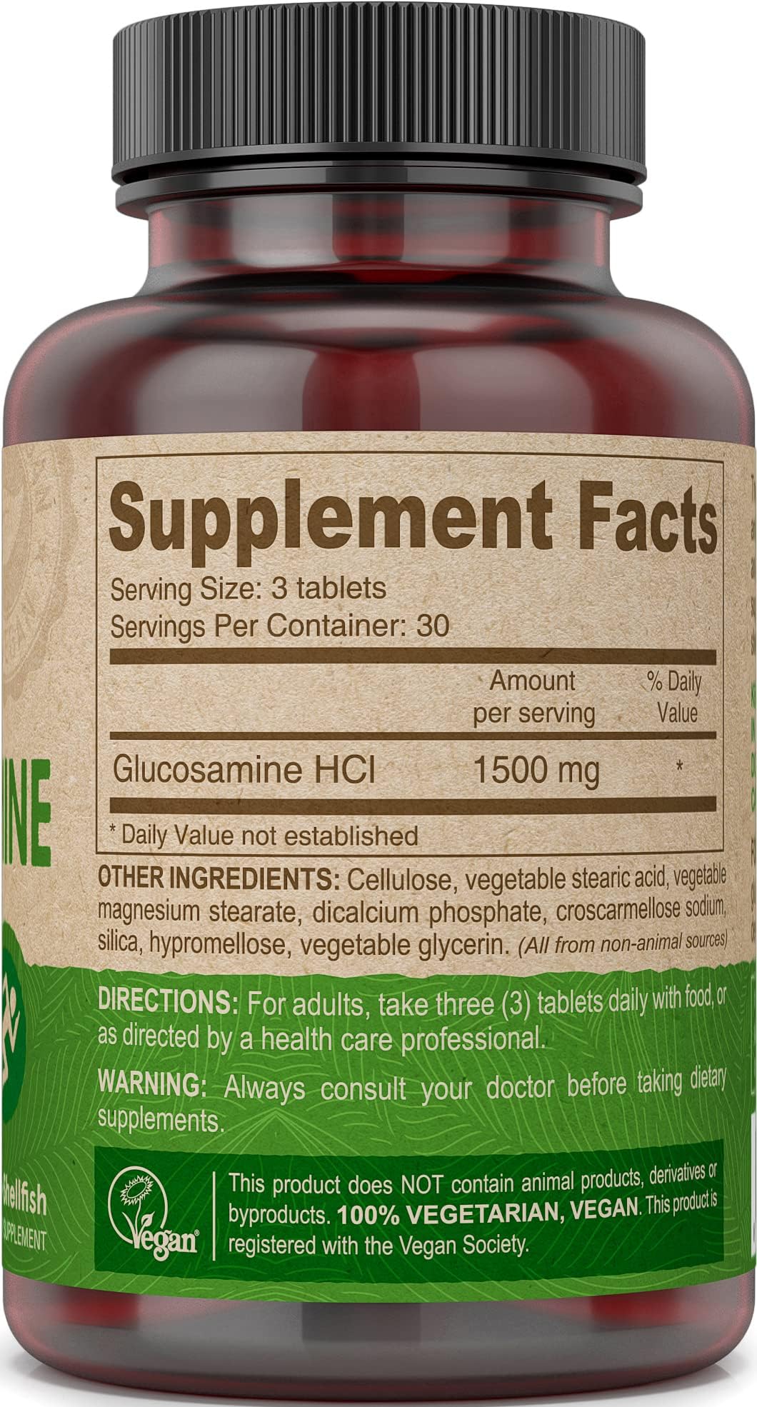 Glucosamine 500 mg per tablet label illustration